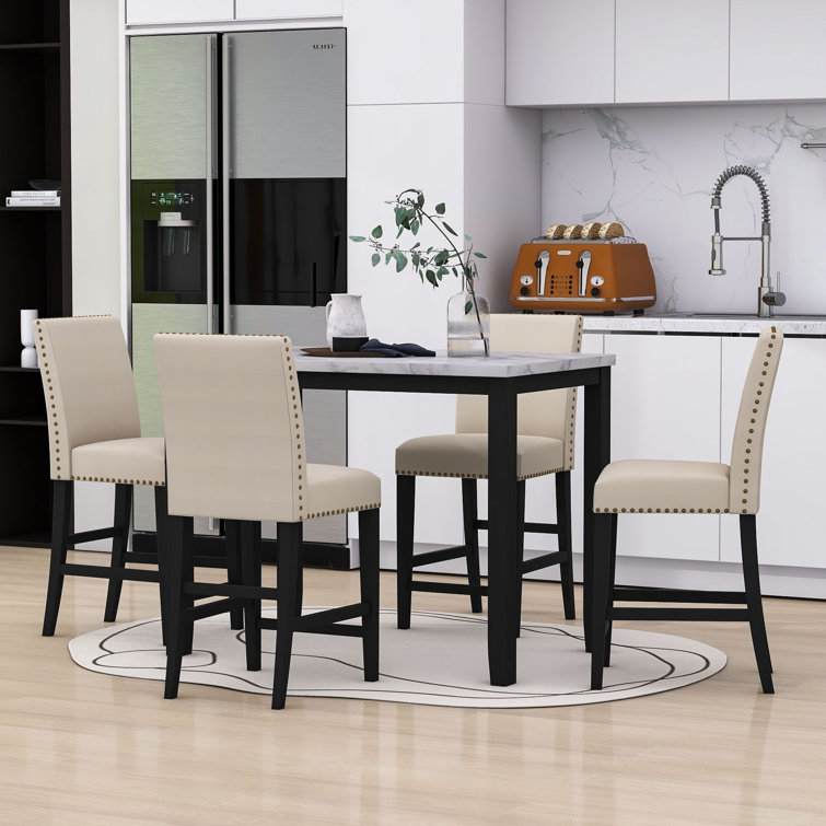 Red Barrel Studio Remayah 5 Piece Compact Dining Set with Marble